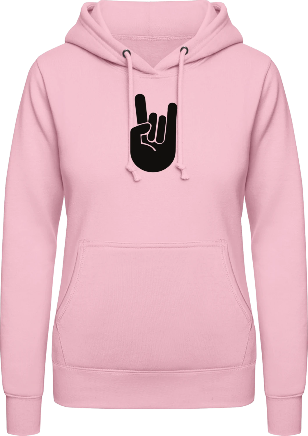 Rock Hand - Baby pink AWDis ladies hoodie - Front