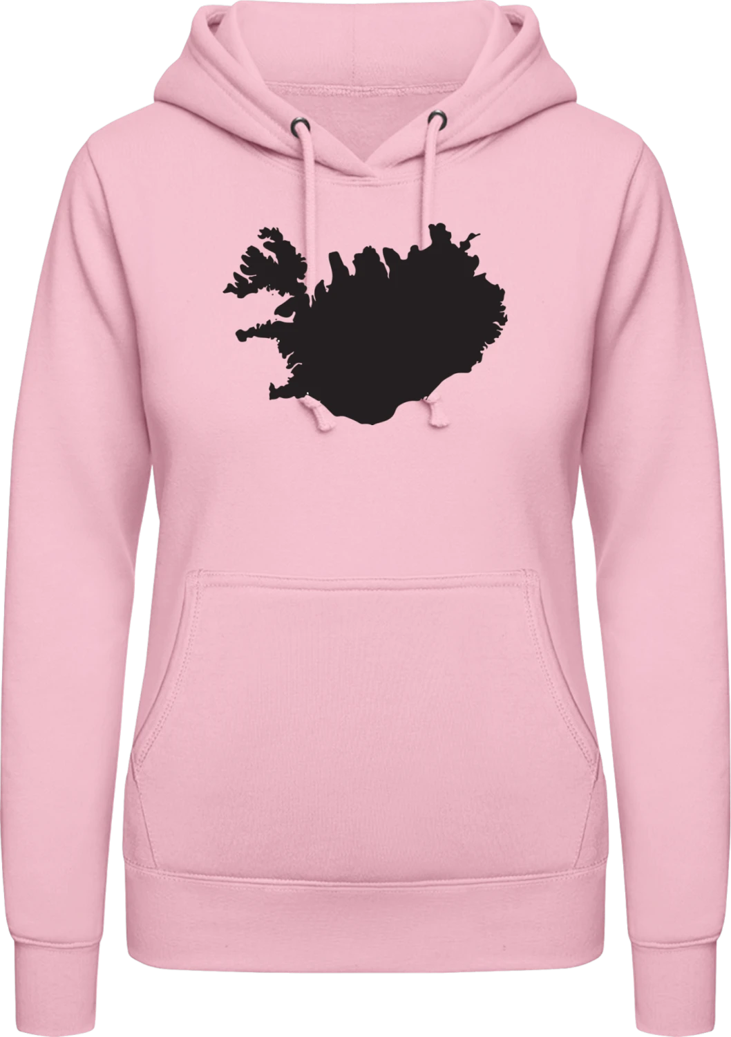 Iceland Map - Baby pink AWDis ladies hoodie - Front