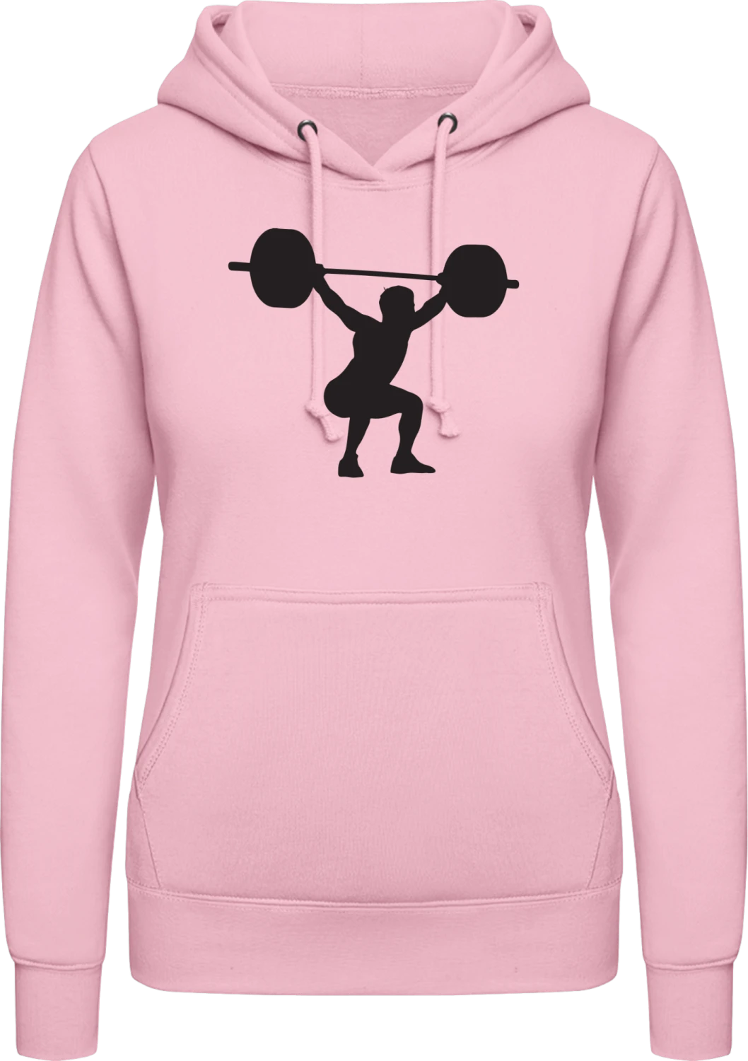 Weightlifter - Baby pink AWDis ladies hoodie - Front