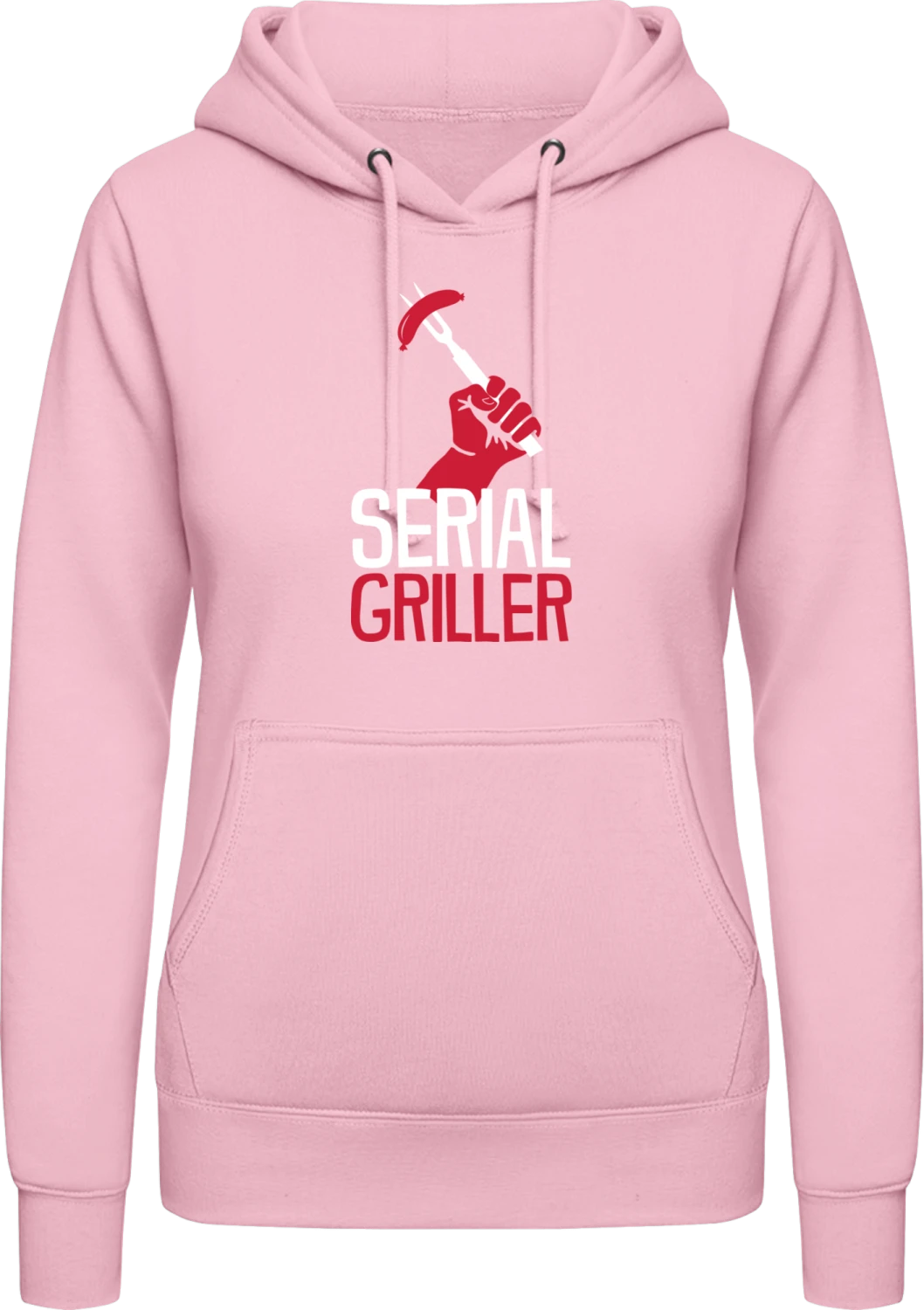 BBQ Serial Griller - Baby pink AWDis ladies hoodie - Front