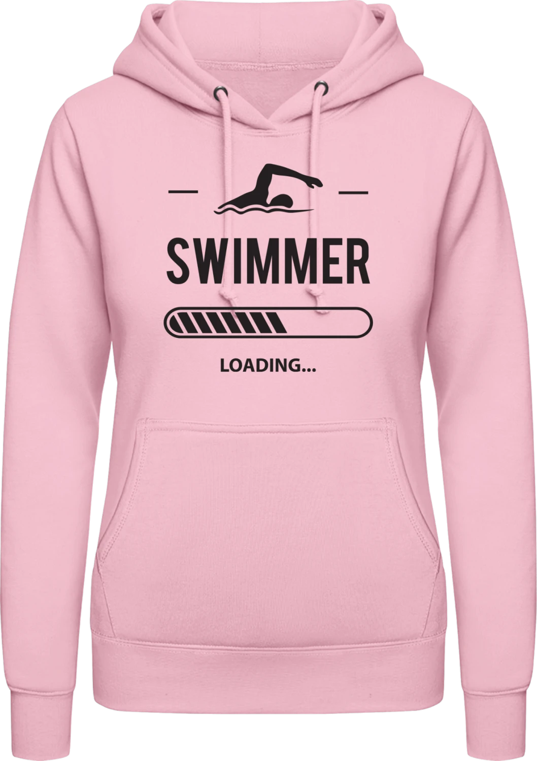 Swimmer Loading - Baby pink AWDis ladies hoodie - Front