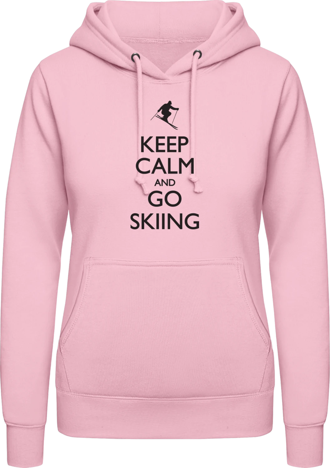 Keep Calm and go Skiing - Baby pink AWDis ladies hoodie - Front