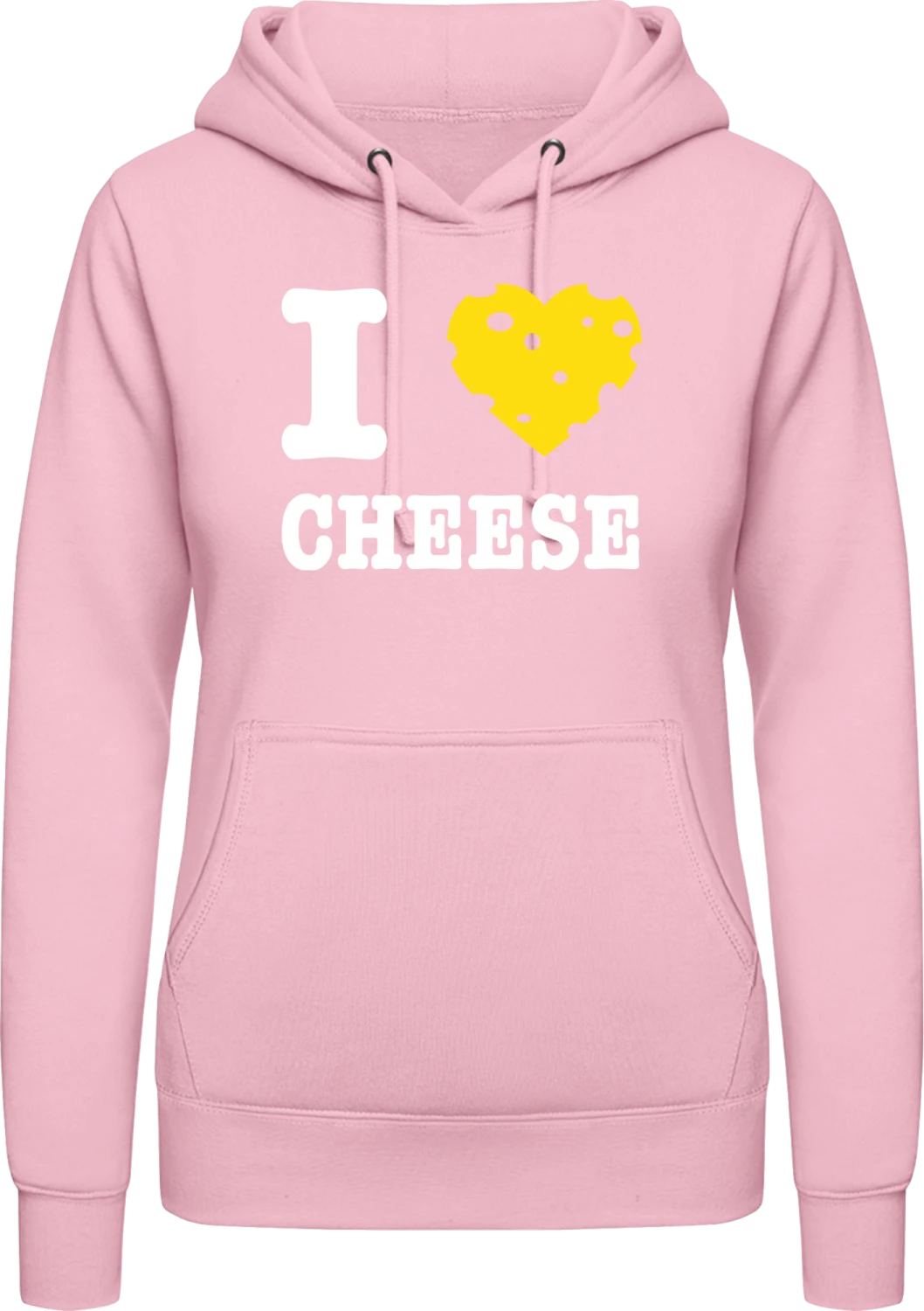 I Love Cheese - Baby pink AWDis ladies hoodie - Front