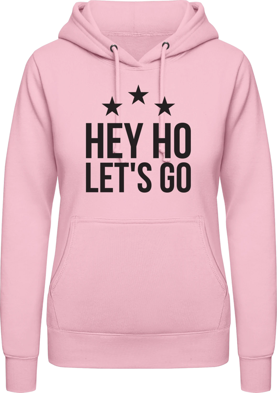 Hey Ho Let's Go - Baby pink AWDis ladies hoodie - Front