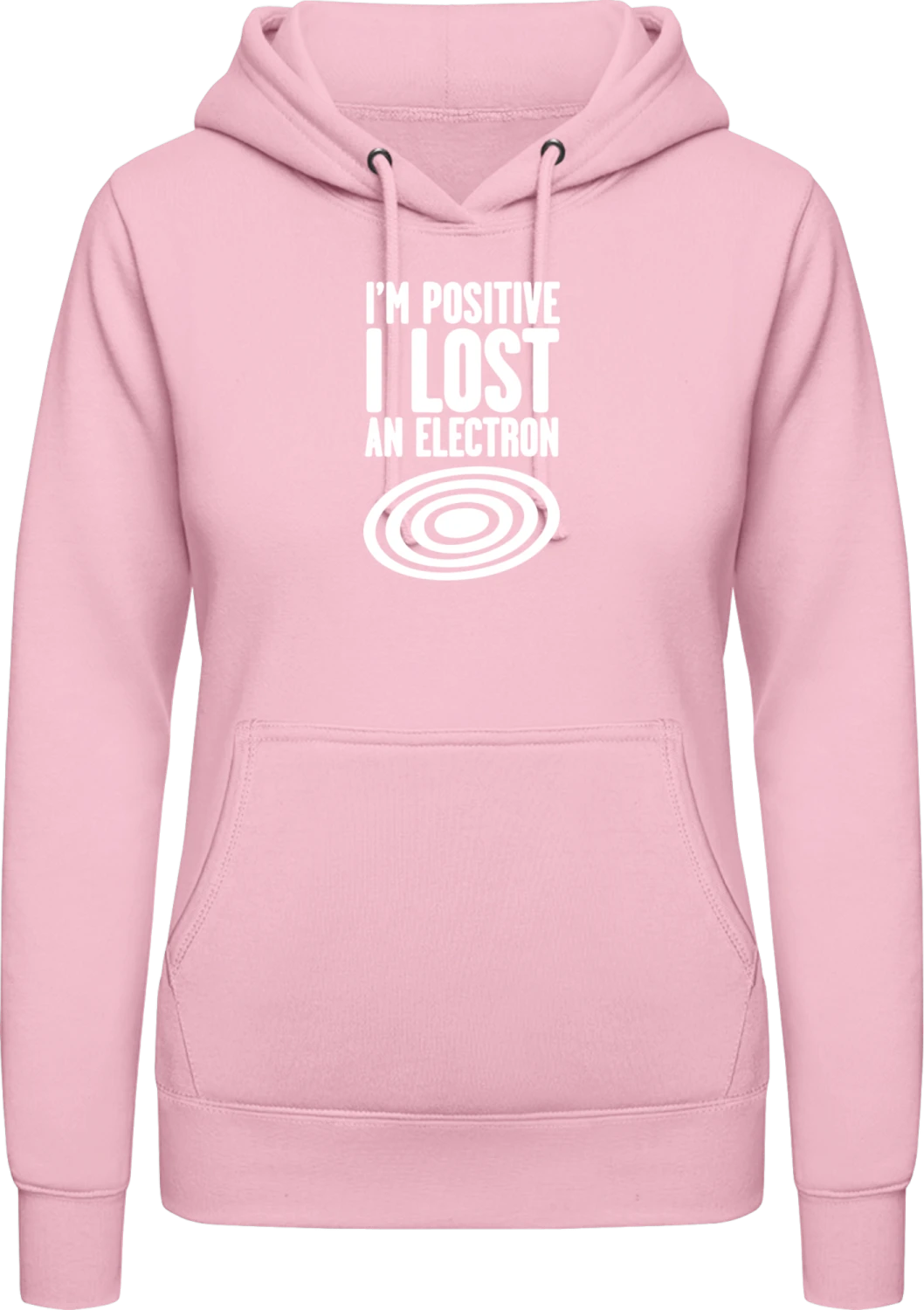 Positive Electron - Baby pink AWDis ladies hoodie - Front