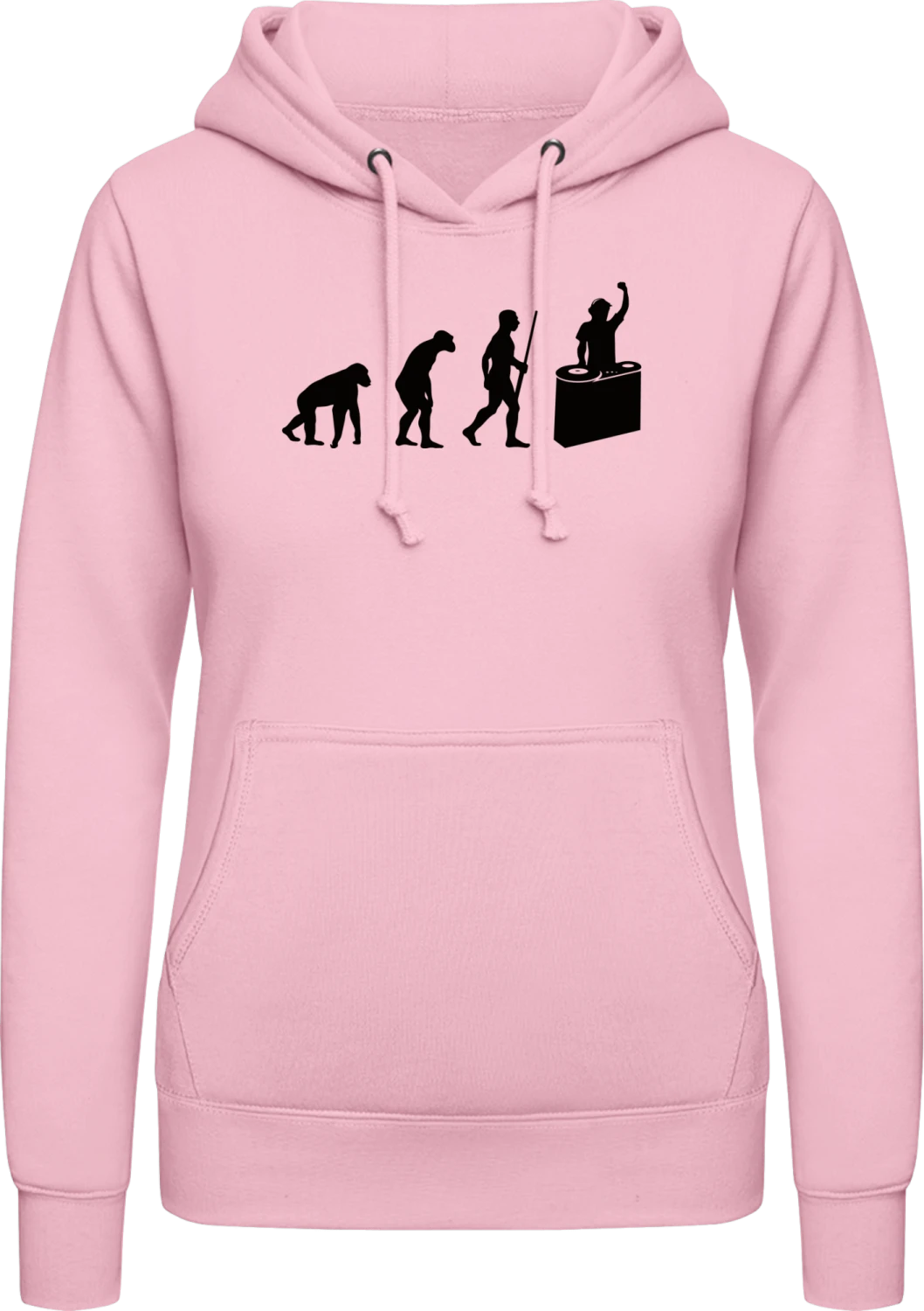 DJ Evolution - Baby pink AWDis ladies hoodie - Front