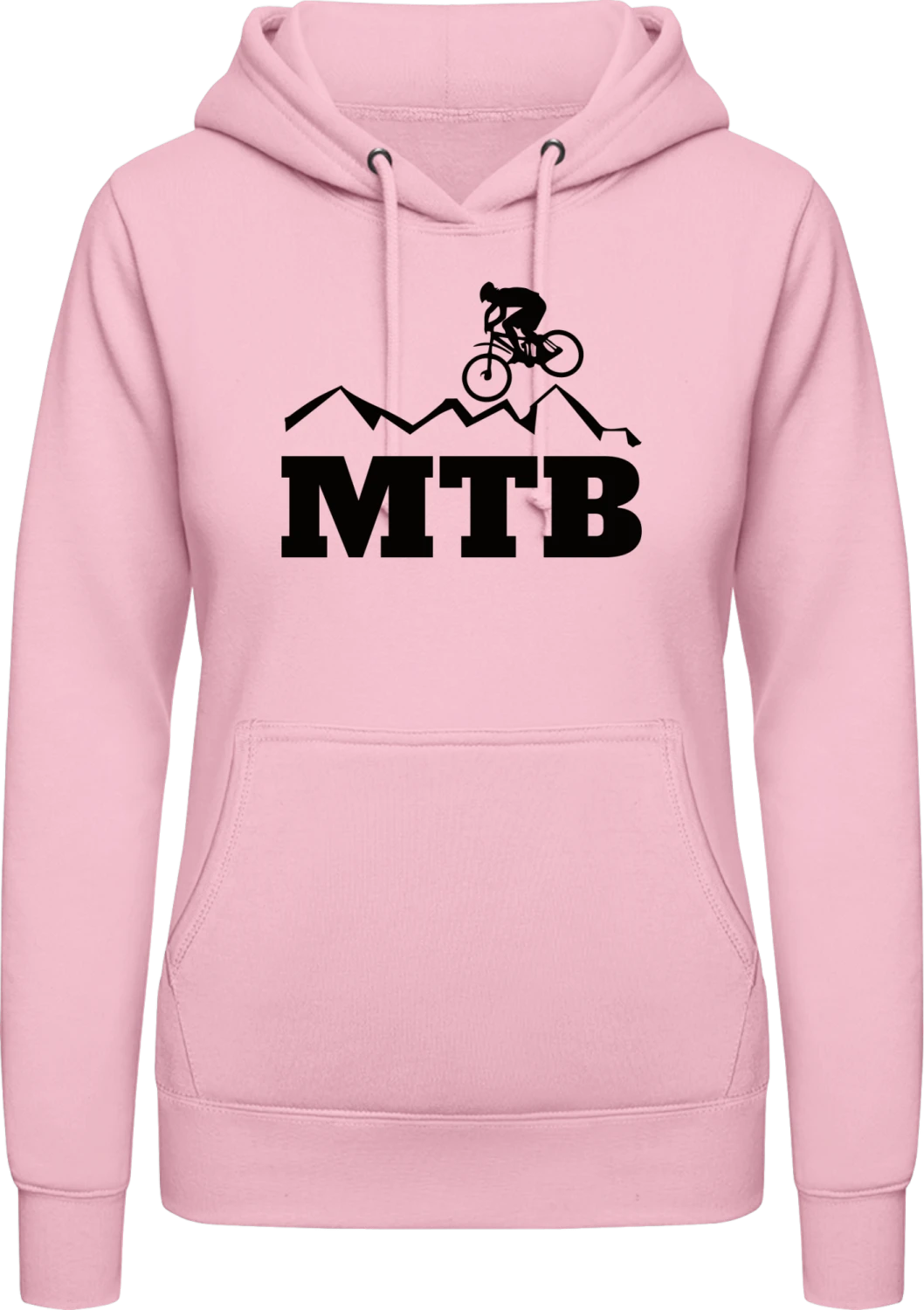 MTB Logo - Baby pink AWDis ladies hoodie - Front