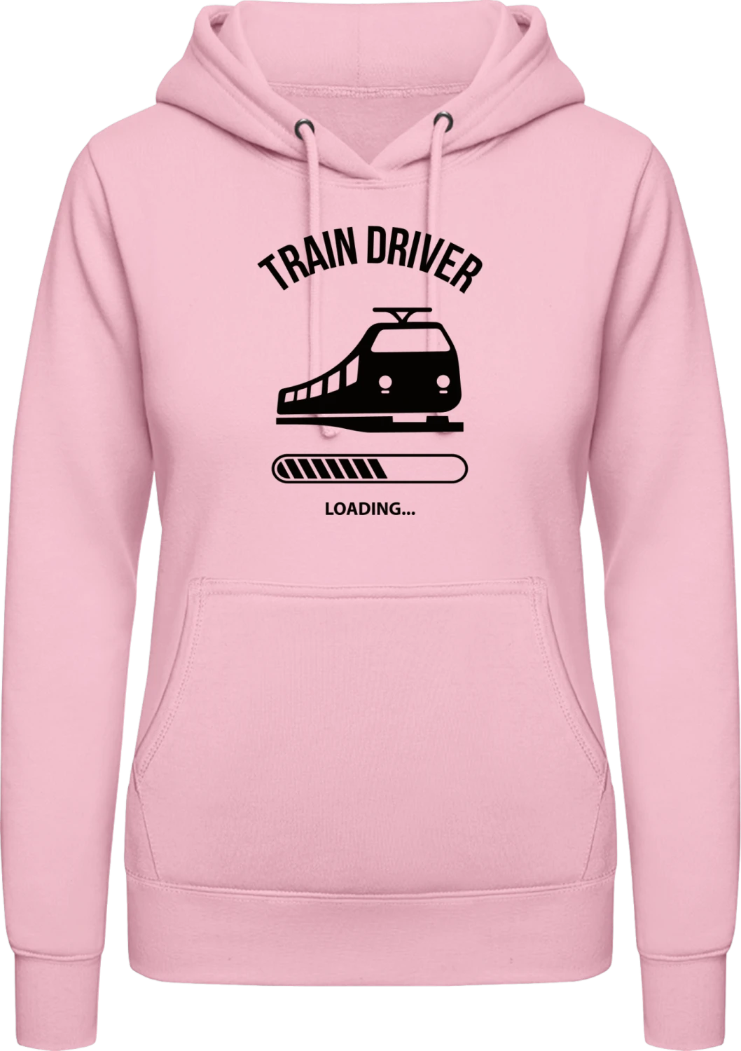 Train Driver Loading - Baby pink AWDis ladies hoodie - Front