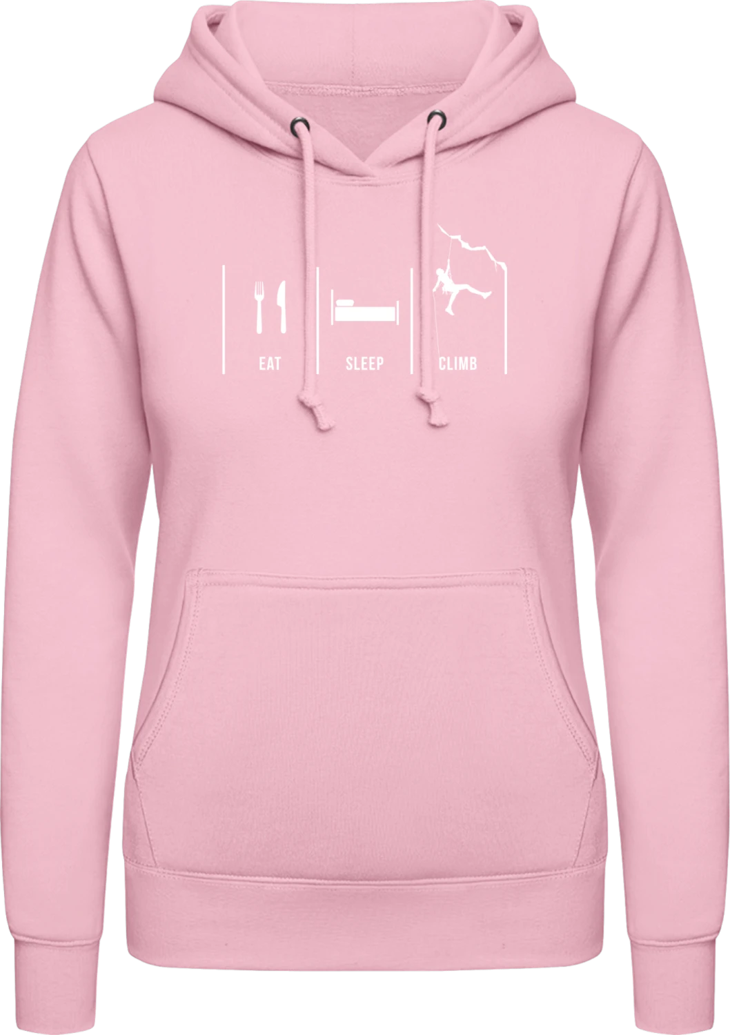 Eat Sleep Climb - Baby pink AWDis ladies hoodie - Front