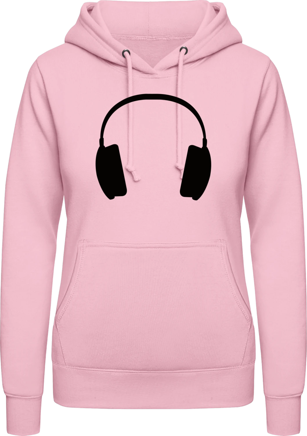 Headphone - Baby pink AWDis ladies hoodie - Front