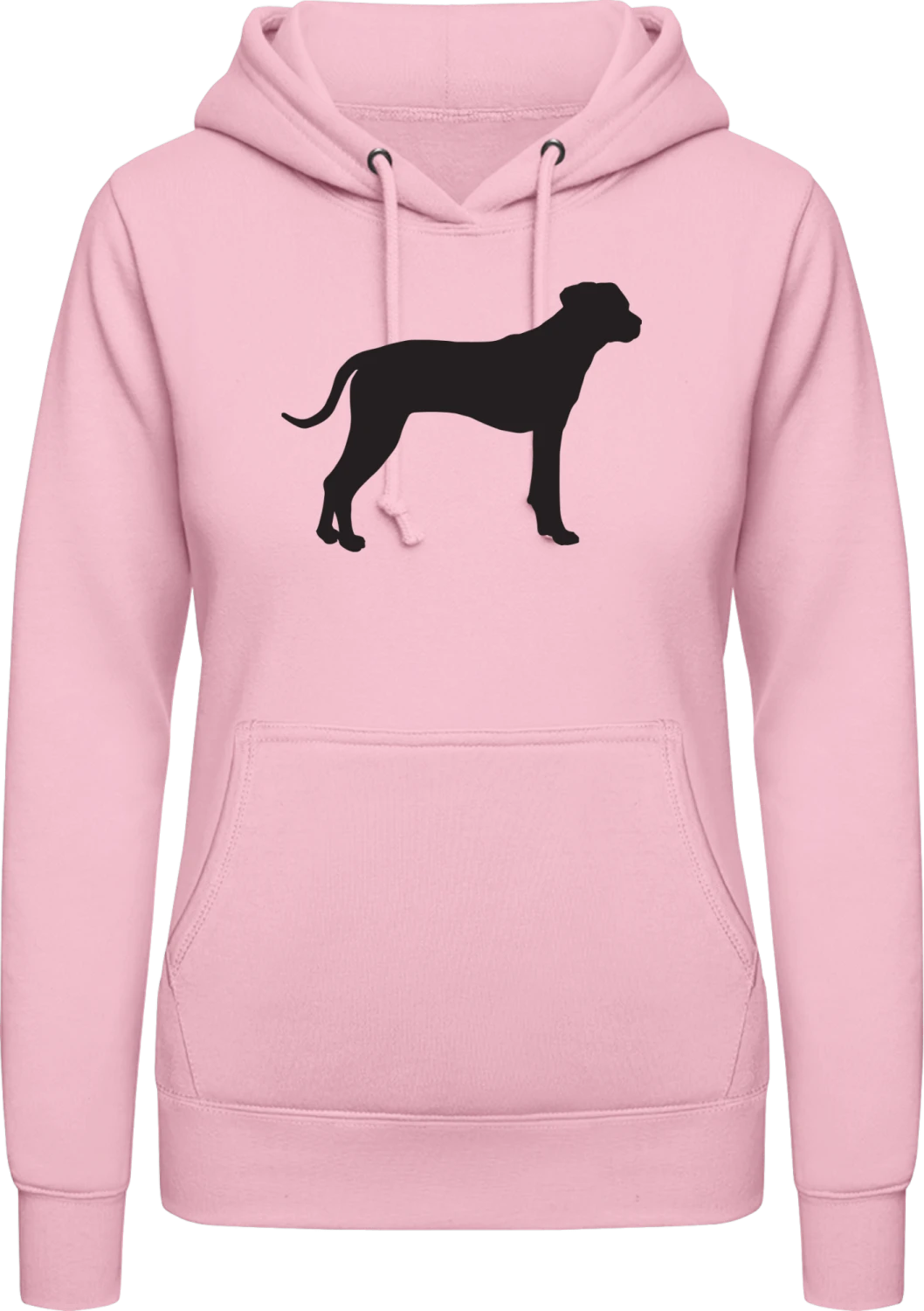 Labrador Silhouette - Baby pink AWDis ladies hoodie - Front