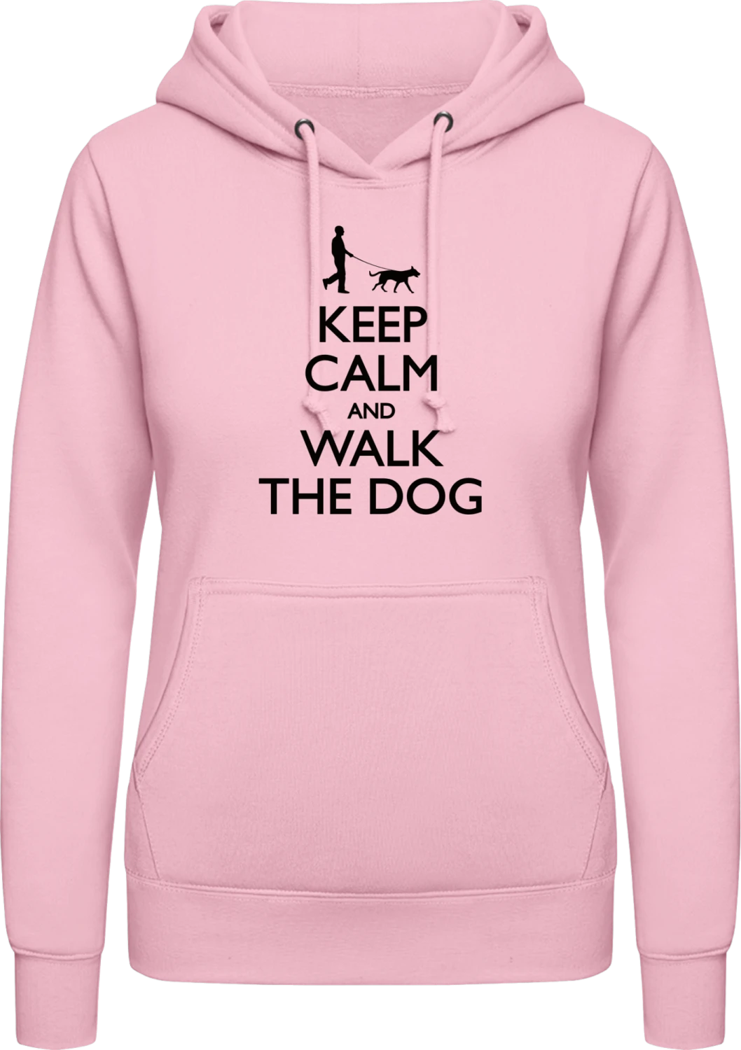 Keep Calm and Walk the Dog Man - Baby pink AWDis ladies hoodie - Front