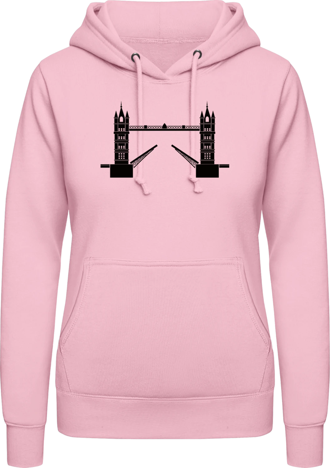 Tower Bridge London - Baby pink AWDis ladies hoodie - Front