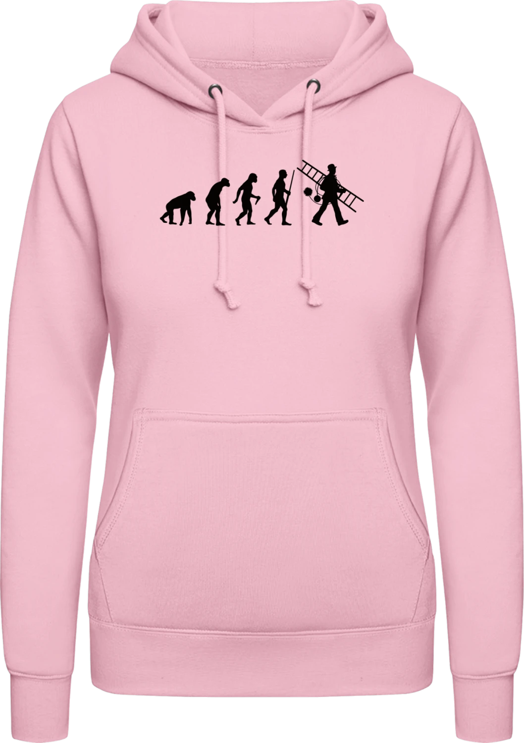 Chimney Sweep Evolution - Baby pink AWDis ladies hoodie - Front