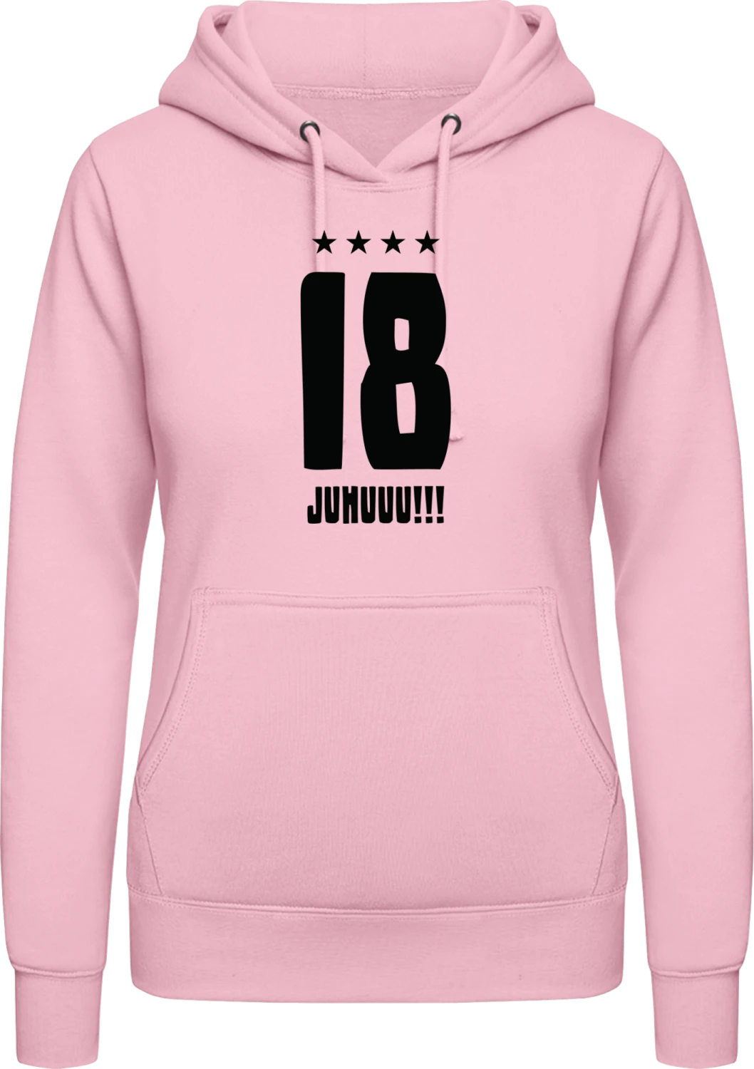 18 Juhuuu - Baby pink AWDis ladies hoodie - Front