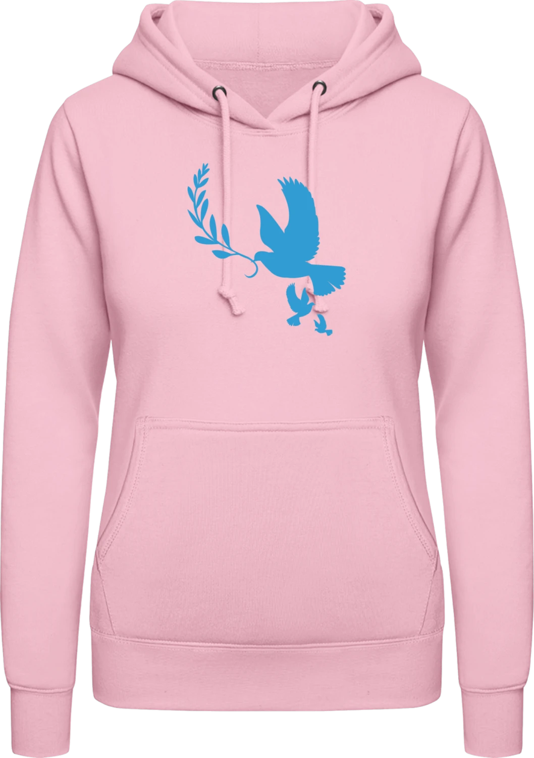 Frieden - Baby pink AWDis ladies hoodie - Front