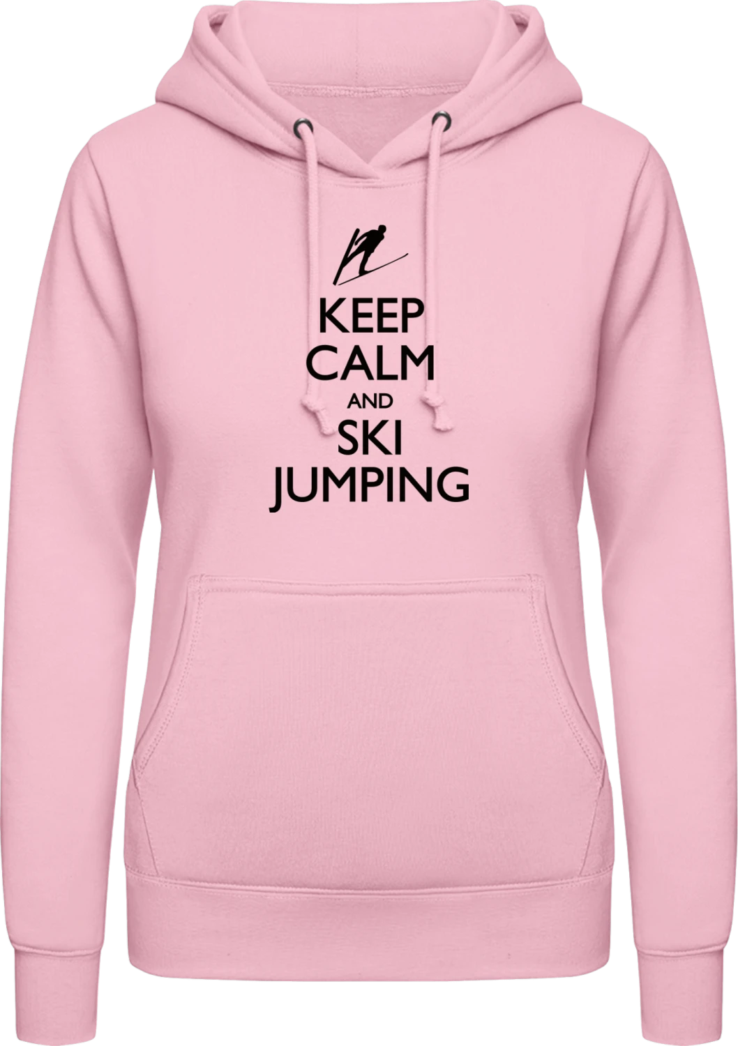 Keep Calm And Ski On - Baby pink AWDis ladies hoodie - Front