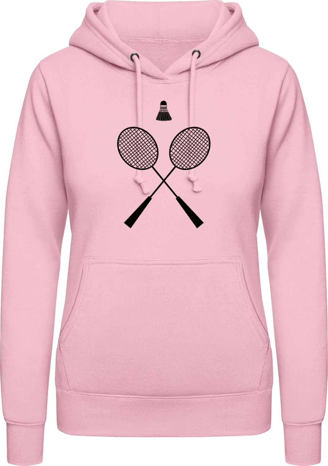 Badminton Equipment - Baby pink AWDis ladies hoodie - Front