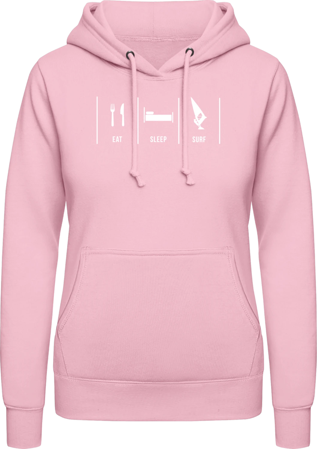 Eat Sleep Windsurf - Baby pink AWDis ladies hoodie - Front