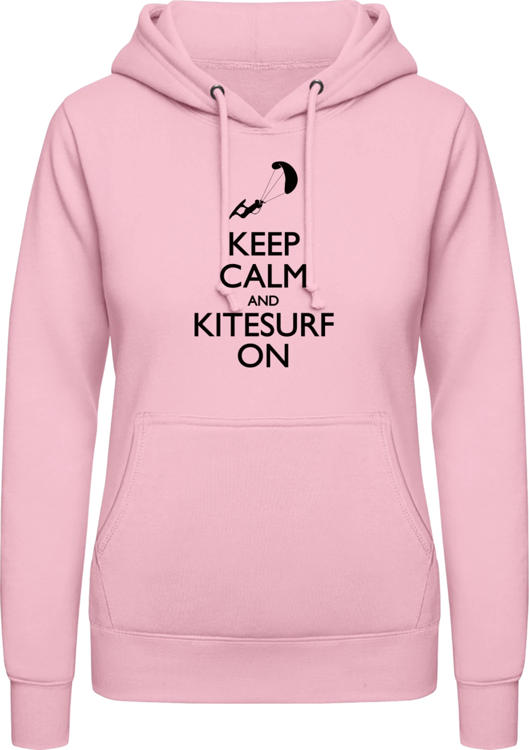 Keep Calm And Kitesurf On - Baby pink AWDis ladies hoodie - Front