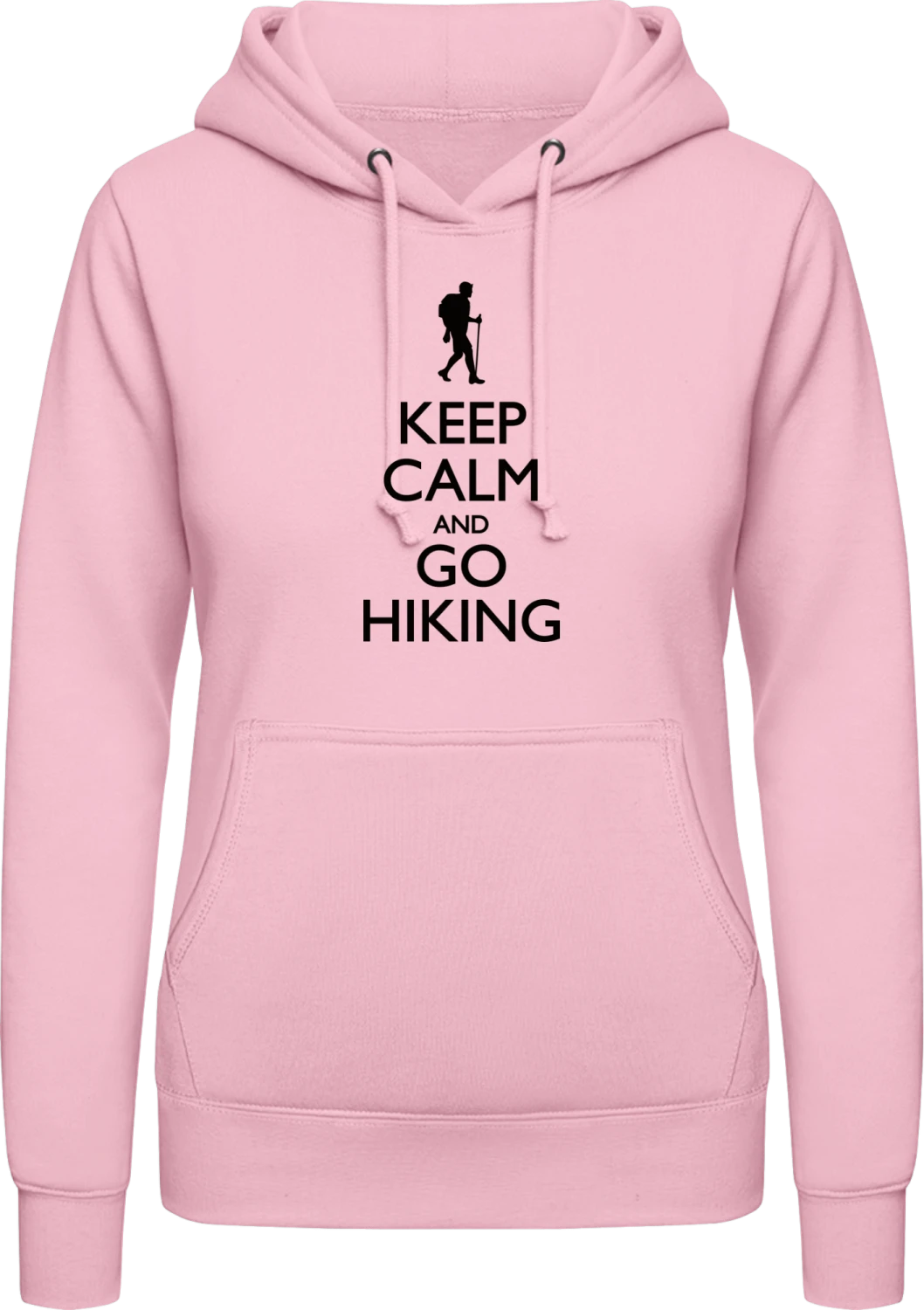 Keep Calm and go Hiking - Baby pink AWDis ladies hoodie - Front