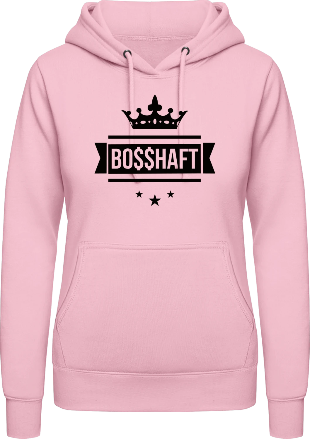 Bosshaft - Baby pink AWDis ladies hoodie - Front