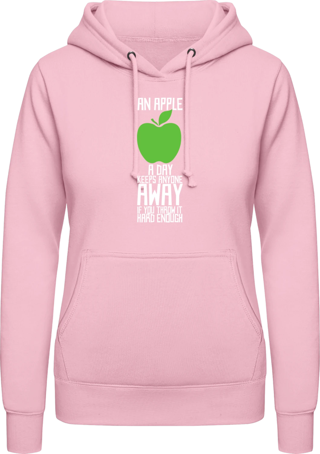 An Apple A Day Keeps Anyone Away - Baby pink AWDis ladies hoodie - Front