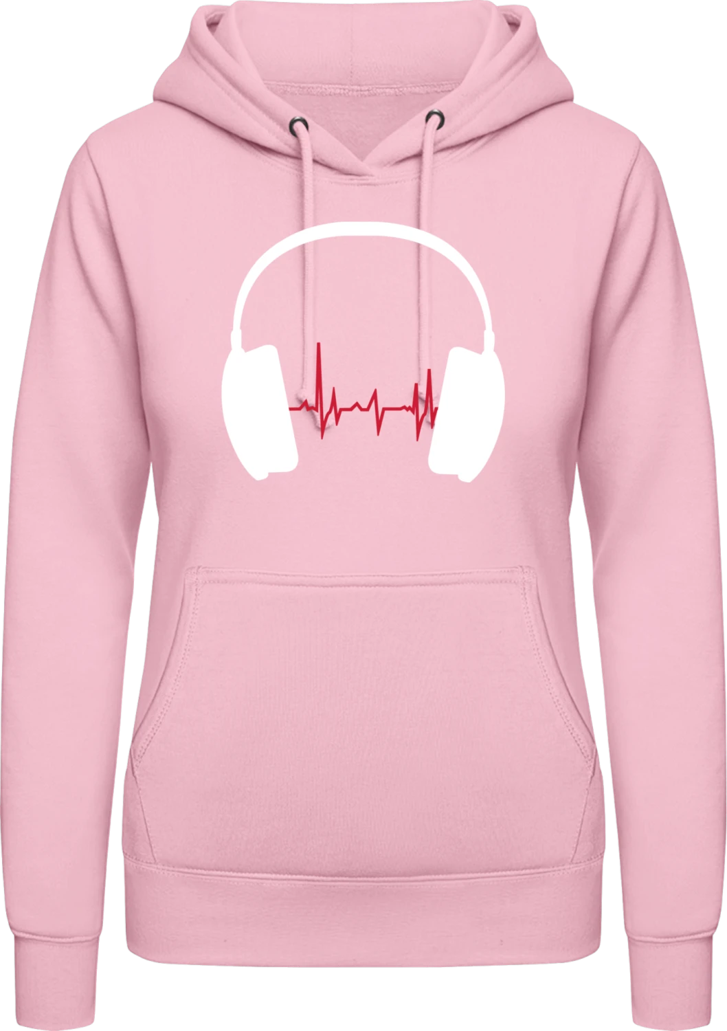 Music Beat - Baby pink AWDis ladies hoodie - Front