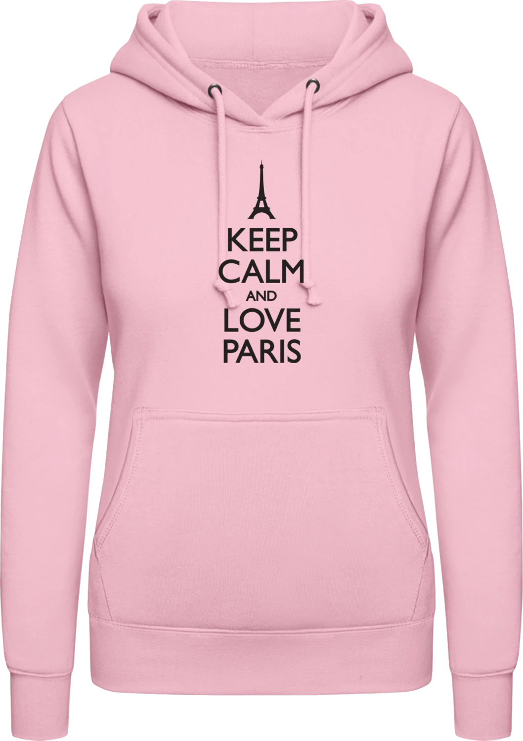 Keep Calm and love Paris - Baby pink AWDis ladies hoodie - Front