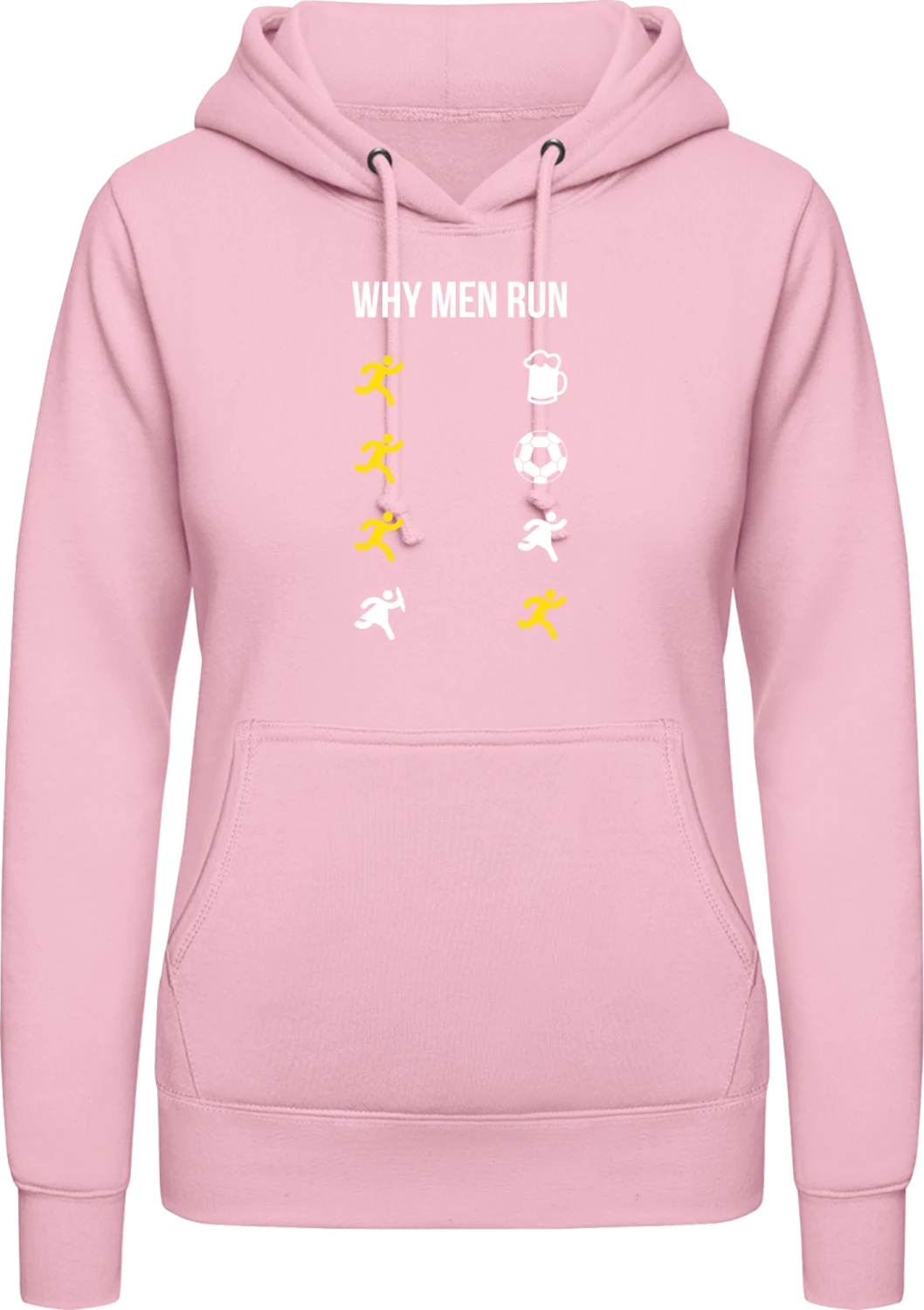 Why Men Run - Baby pink AWDis ladies hoodie - Front