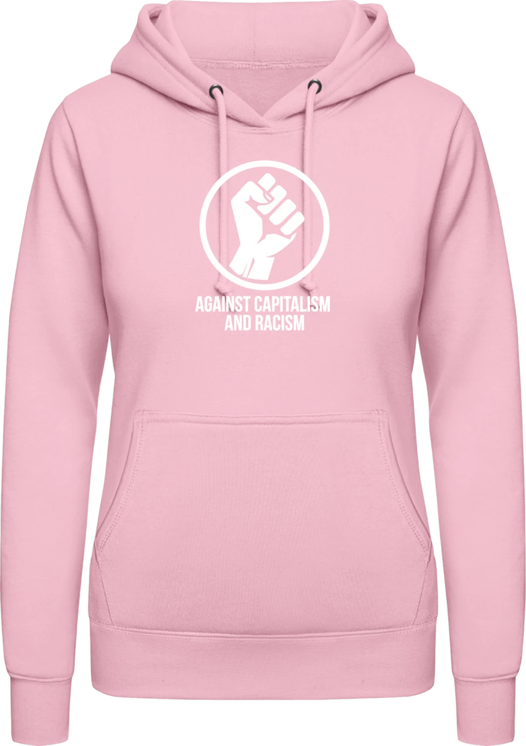 Against Capitalism And Racism - Baby pink AWDis ladies hoodie - Front