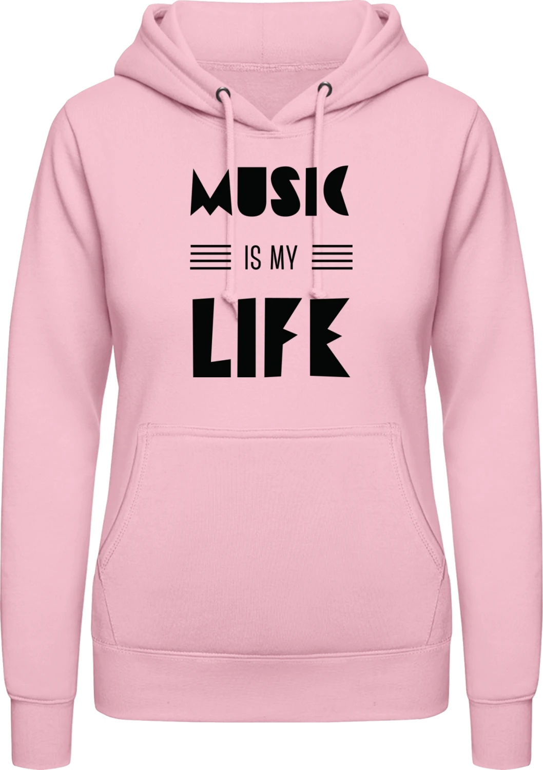 Music Is My Life - Baby pink AWDis ladies hoodie - Front