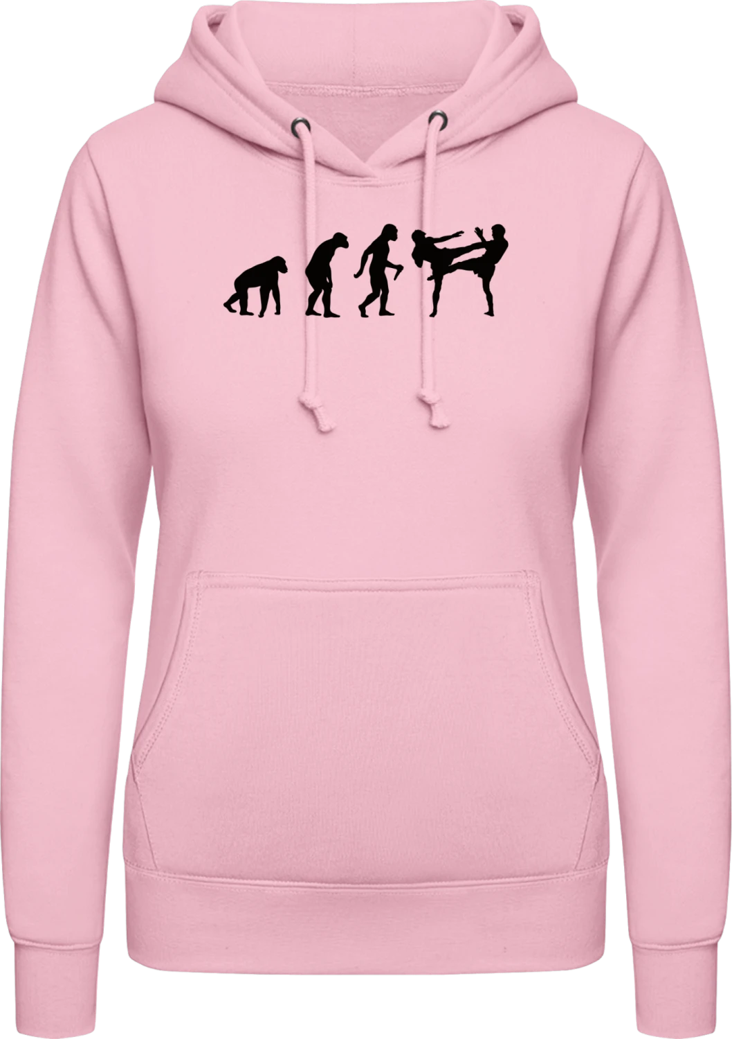 Kickboxing Evolution - Baby pink AWDis ladies hoodie - Front