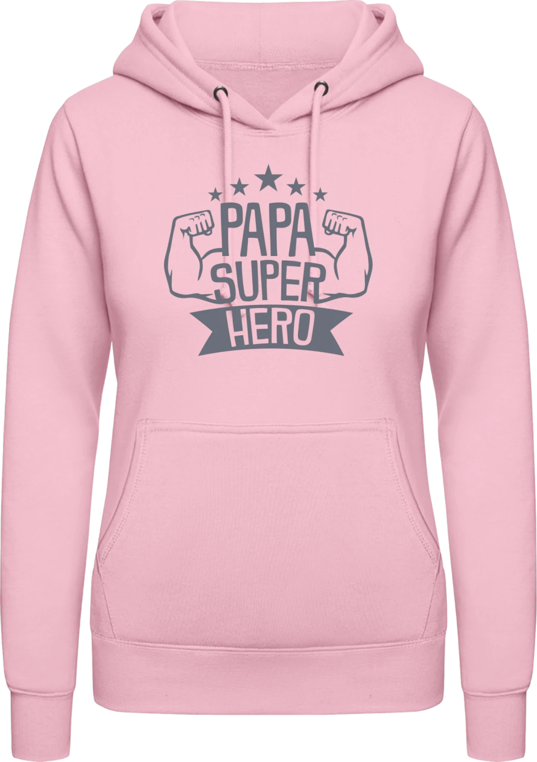 Papa Super Hero - Baby pink AWDis ladies hoodie - Front