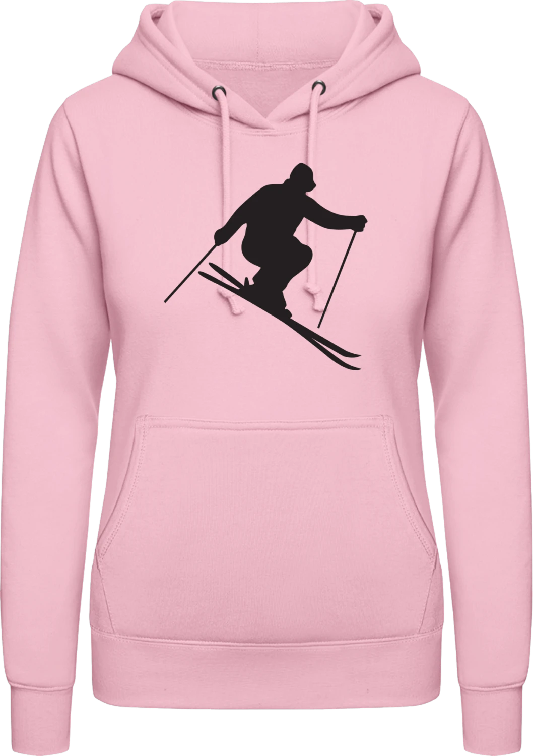 Ski Silhouette - Baby pink AWDis ladies hoodie - Front