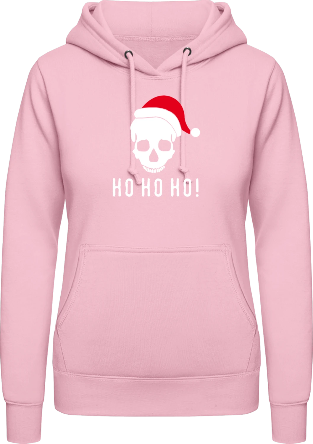 Ho Ho Ho Skull - Baby pink AWDis ladies hoodie - Front