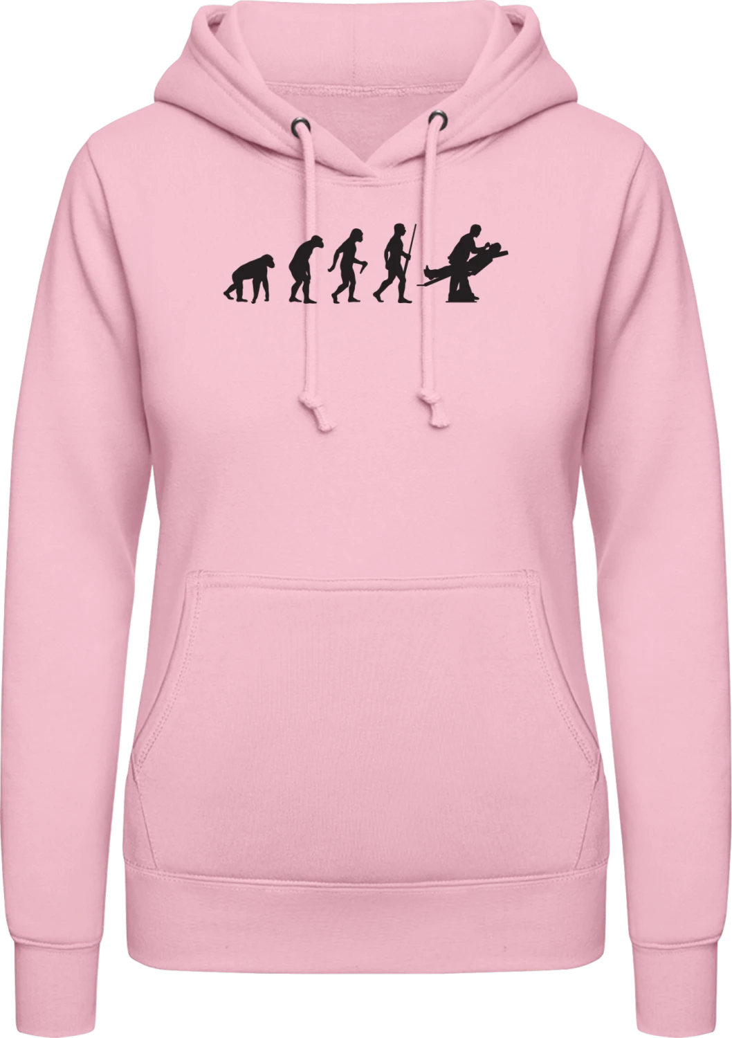 Dentist Evolution - Baby pink AWDis ladies hoodie - Front