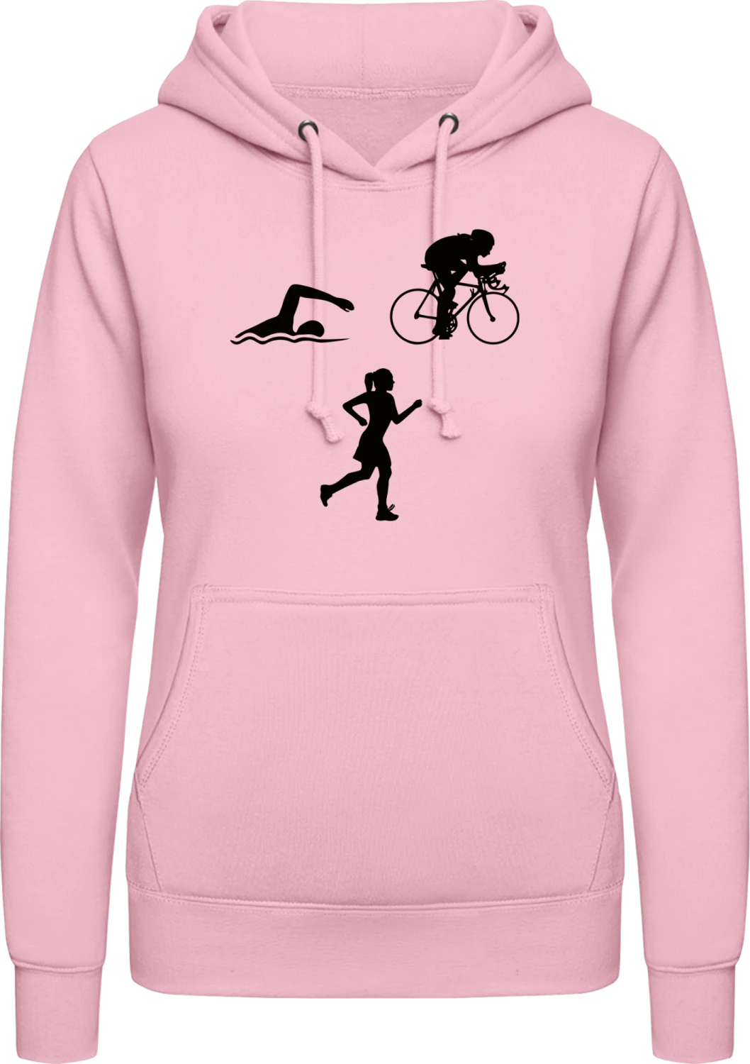 Triathlete Silhouette Female - Baby pink AWDis ladies hoodie - Front