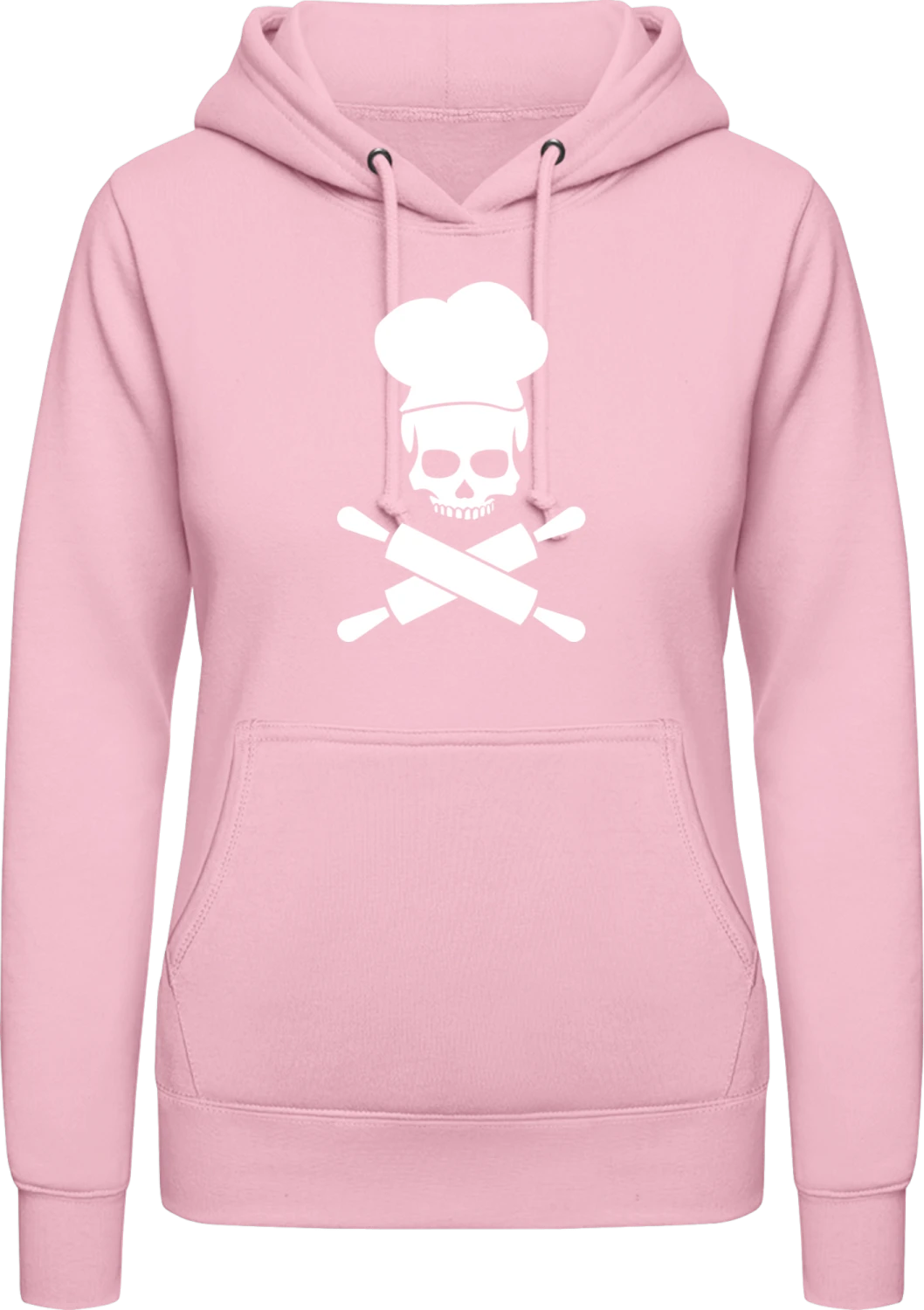 Baker Skull - Baby pink AWDis ladies hoodie - Front