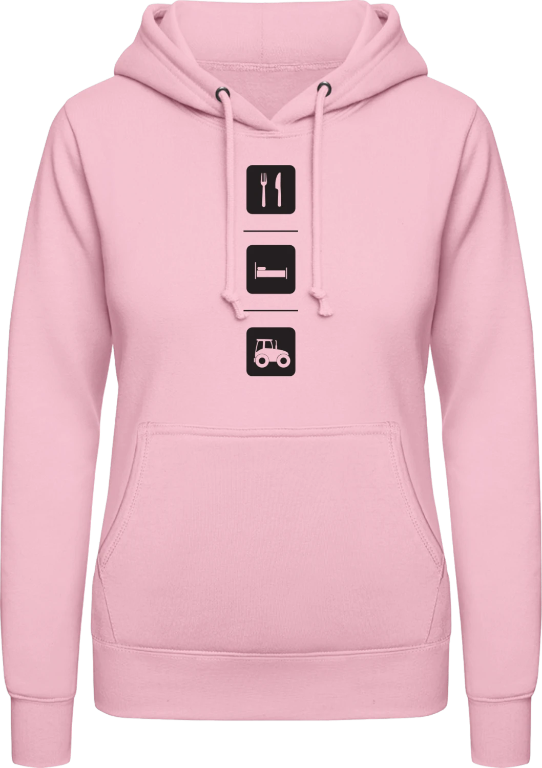 Eat Sleep Farming - Baby pink AWDis ladies hoodie - Front