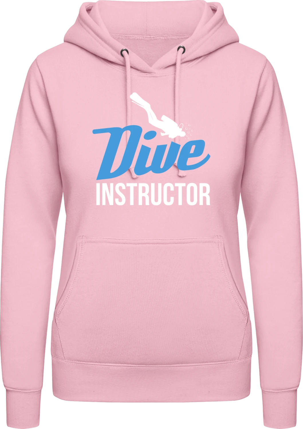 PADI Dive Instructor - Baby pink AWDis ladies hoodie - Front