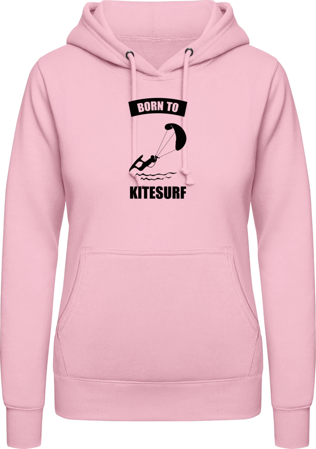 Born To Kitesurf - Baby pink AWDis ladies hoodie - Front