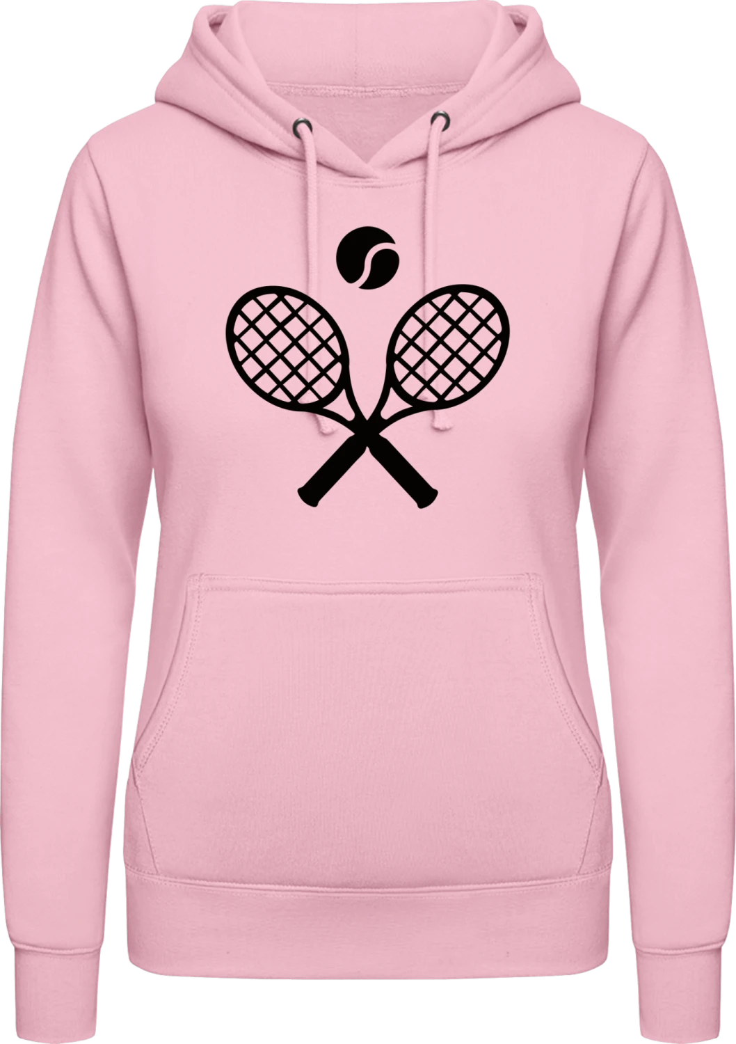 Crossed Tennis Raquets - Baby pink AWDis ladies hoodie - Front