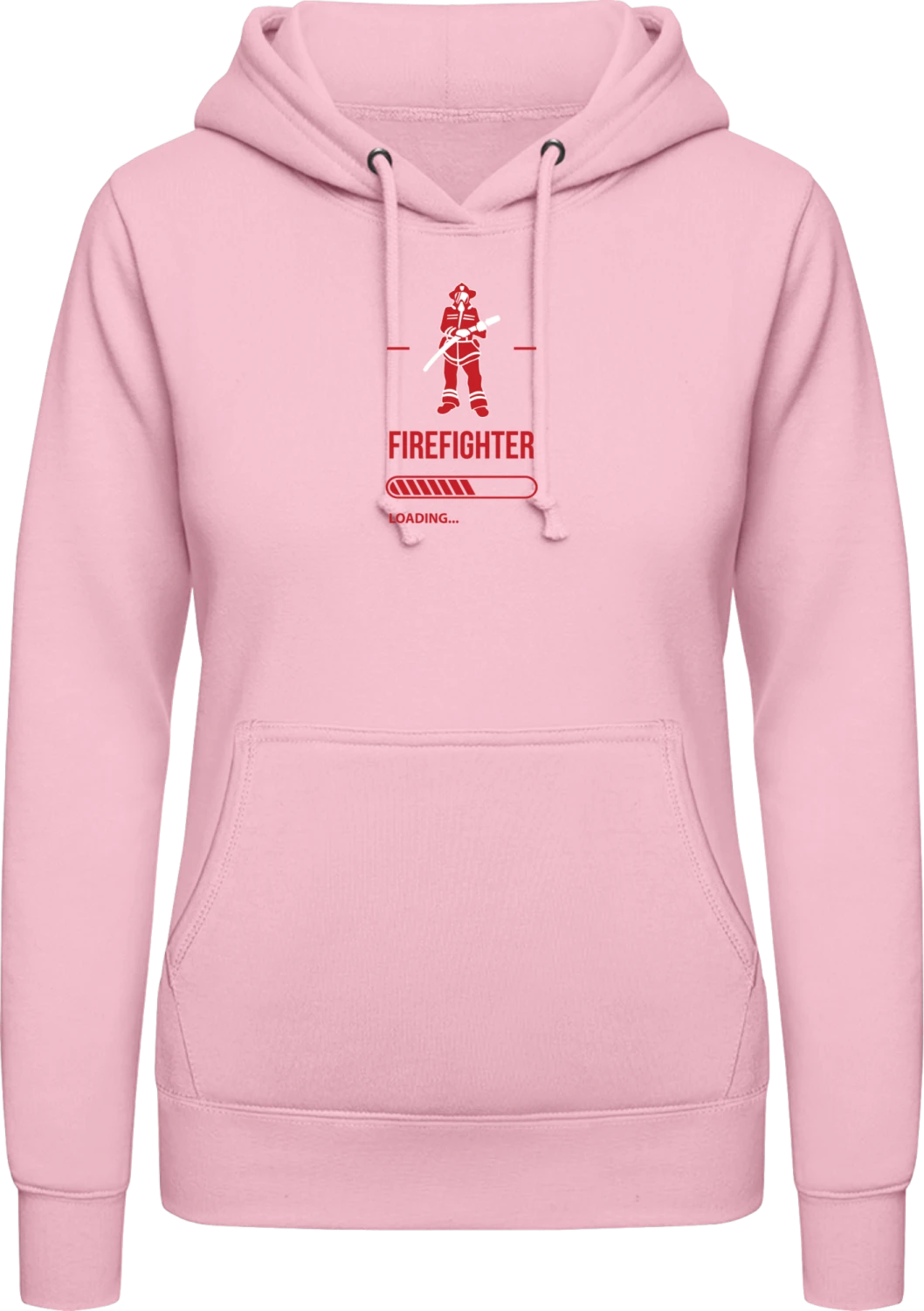 Firefighter Loading - Baby pink AWDis ladies hoodie - Front