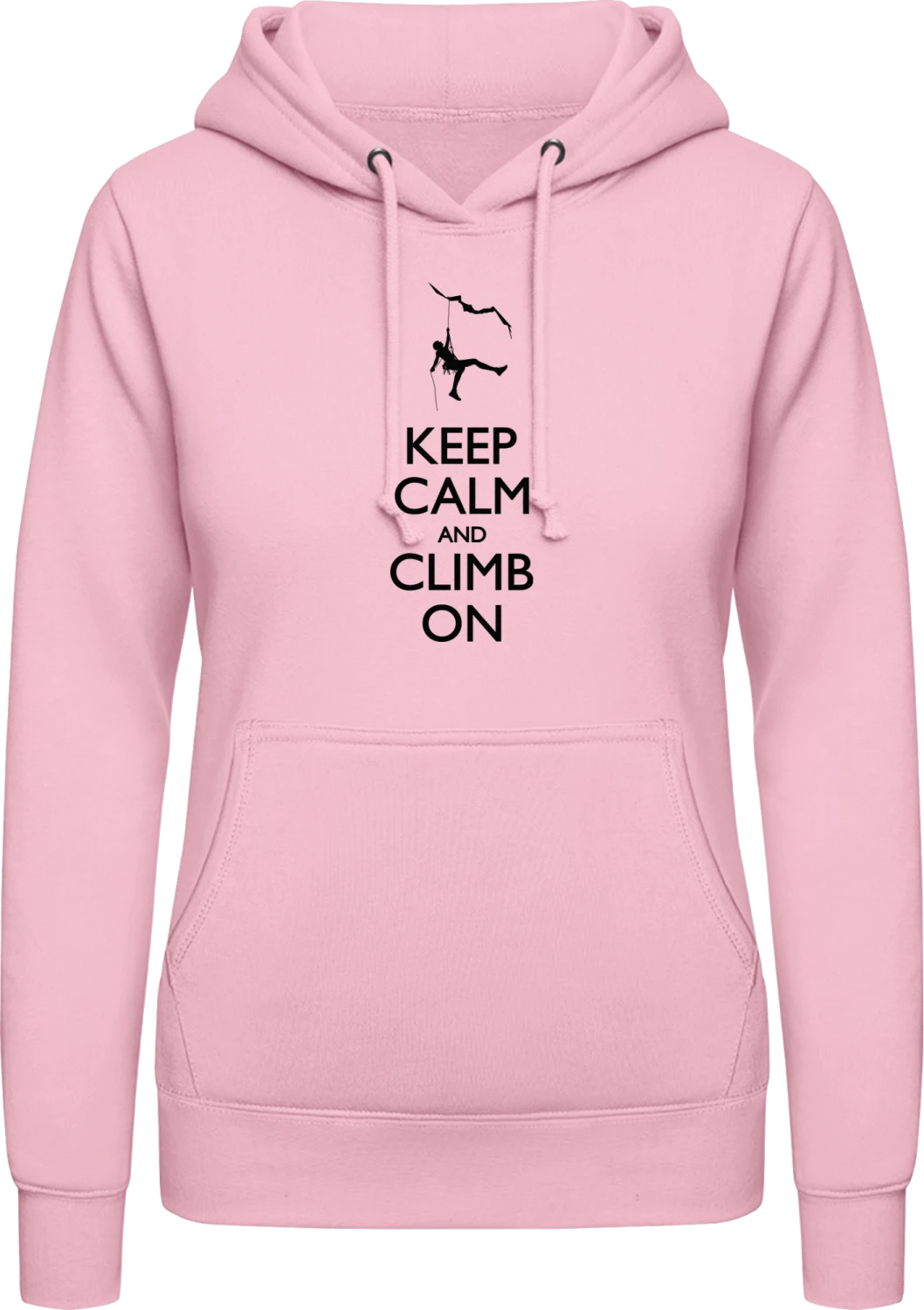 Keep Calm and Climb on - Baby pink AWDis ladies hoodie - Front