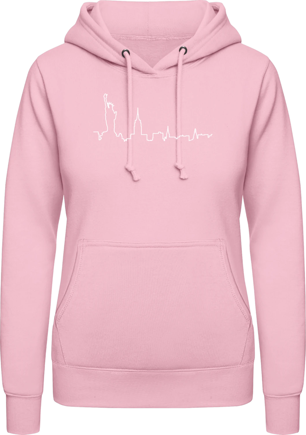 New York Skyline - Baby pink AWDis ladies hoodie - Front