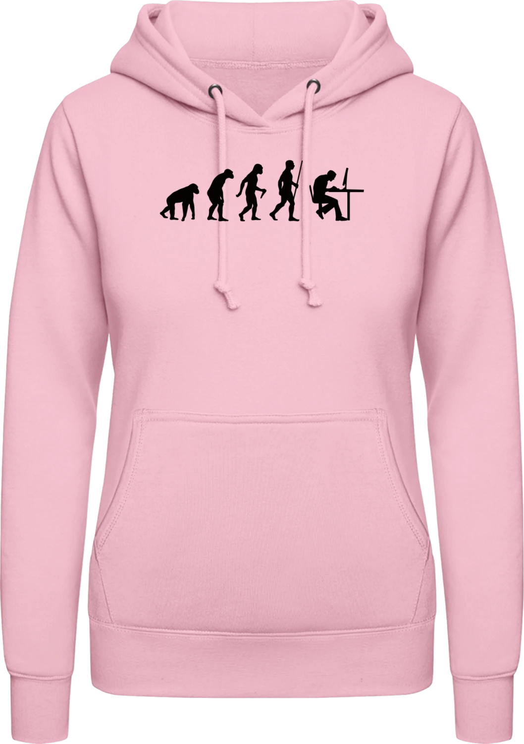 Geek Evolution Humor - Baby pink AWDis ladies hoodie - Front