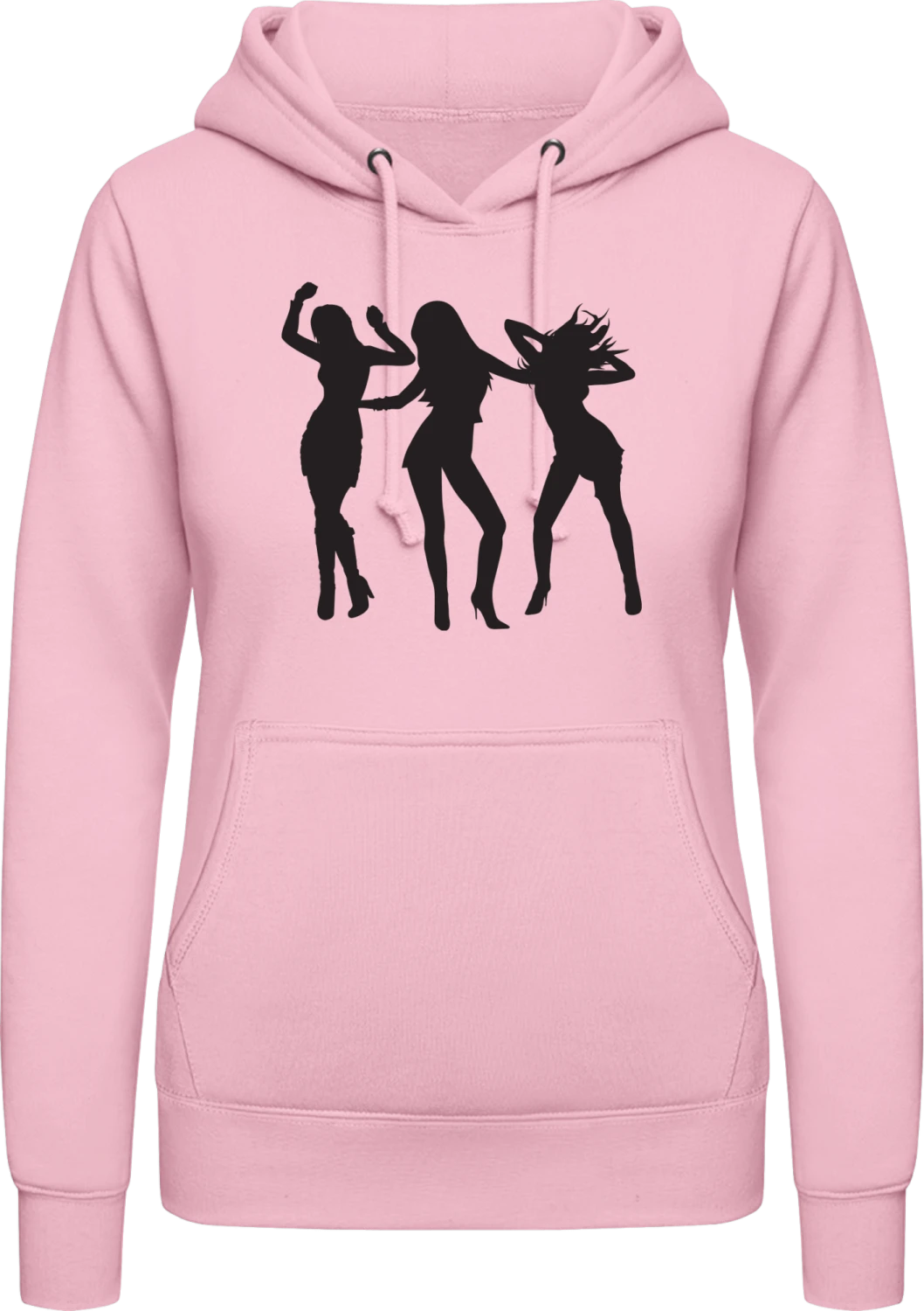 Dancing Chicks - Baby pink AWDis ladies hoodie - Front