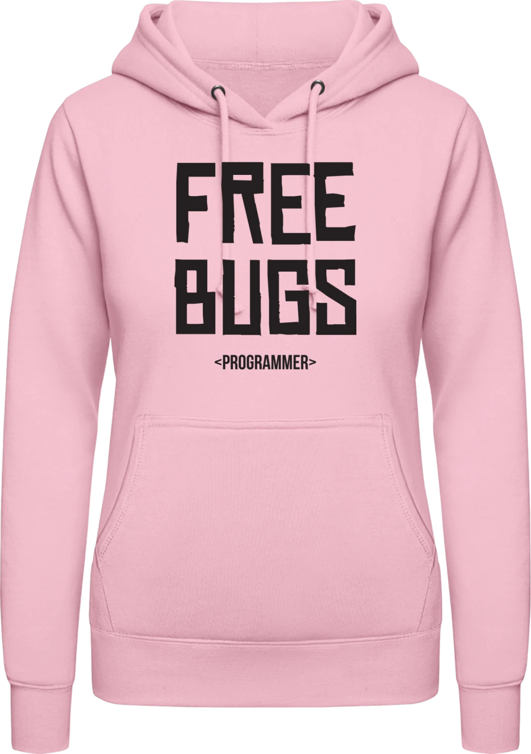 Free Bugs Programmer - Baby pink AWDis ladies hoodie - Front