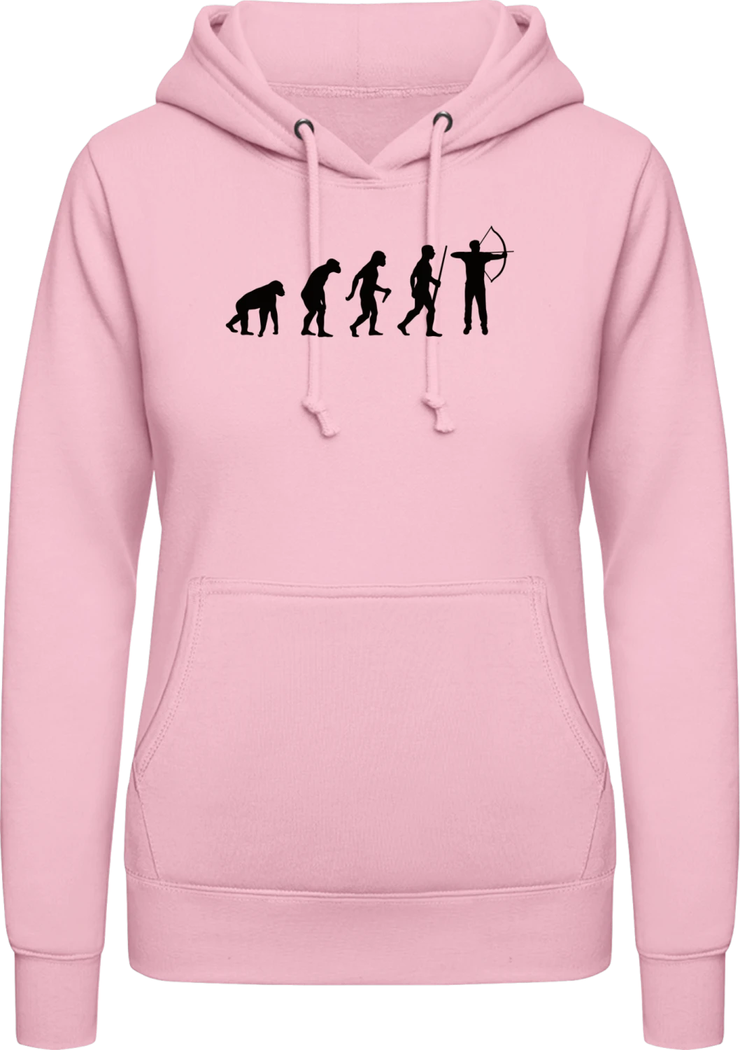 Archery Evolution - Baby pink AWDis ladies hoodie - Front